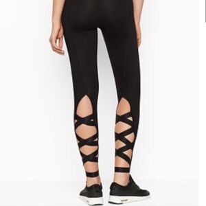 Victoria’s Secret Strappy Cut Out Black Leggings XS